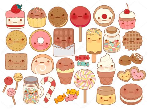 Collection Of Lovely Baby Sweet And Dessert Doodle Icon Cute Cake