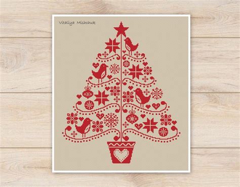 Christmas Tree Cross Stitch Pattern Christmas Ornament Folk Etsy