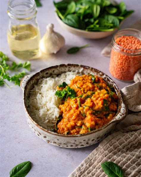 Dahl de lentilles corail aux épinards Maison Pauline x Fitspau