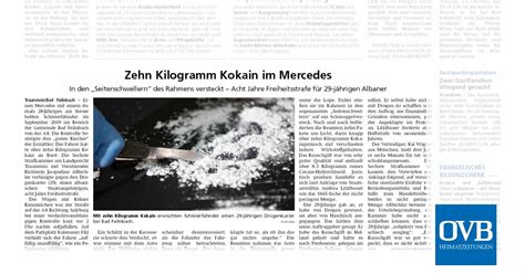 Zehn Kilogramm Kokain Im Mercedes Ovb Heimatzeitungen