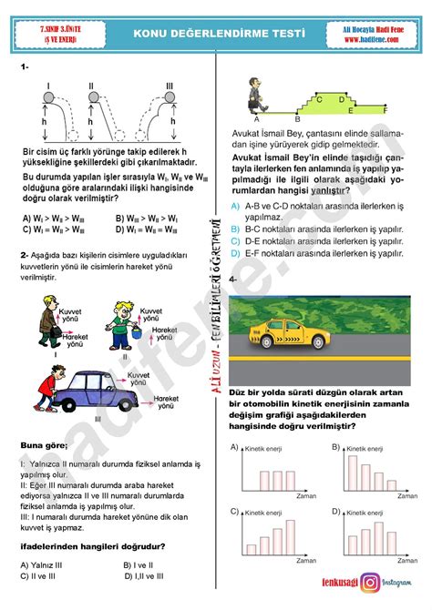 3 ÜNİTE KUVVET VE ENERJİ İŞ VE ENERJİ Hadi Fene Fen Eğitim Merkezi