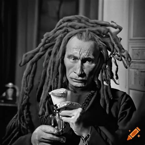 Satirical Image Of Vladimir Putin With Dreadlocks In A Film Noir Scene