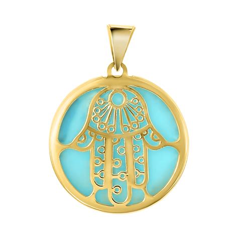 Anh Nger Gelbgold Hamsa Aqua Emaille Lucardi De