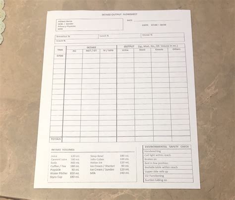 Sample Intake And Output Sheet