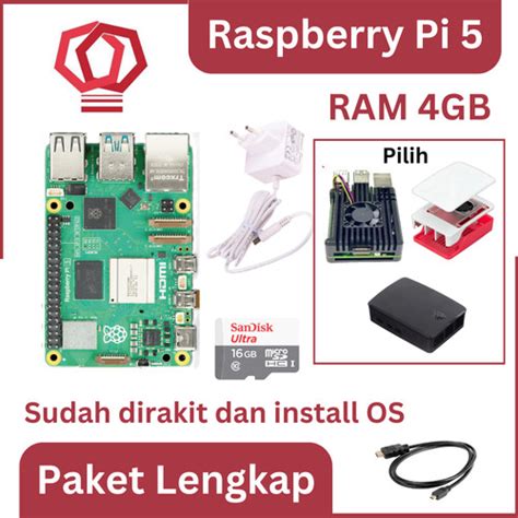 Jual Raspberry Pi 5 4GB Paket Lengkap Siap Pakai UK Pi5 4 GB Kota