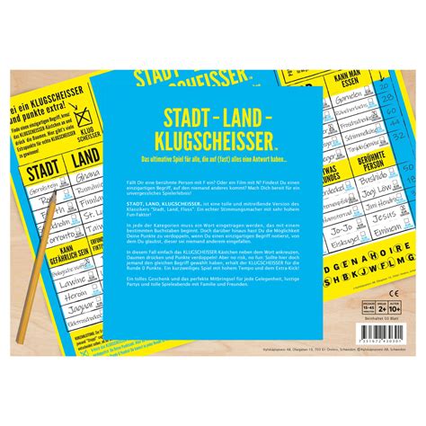 Stadt Land Klugscheisser Spielblock 50 Blatt