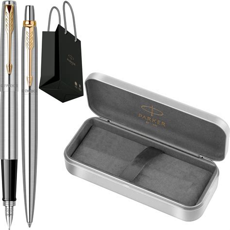 Set Parker Stilou Si Pix Jotter Royal Stainless Steel GT Cu Gravura In