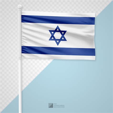 Premium Psd Waving The Israel Flag On A White Metal Pole Isolated On