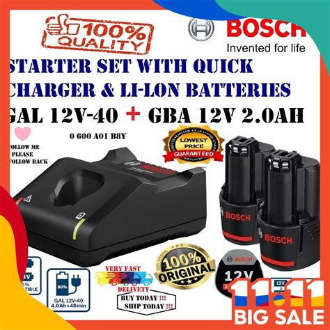 Bosch Battery Charger Gal V X Gba V Ah Starter Set With