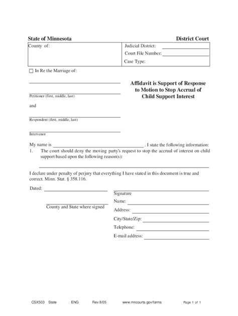 Fillable Online State Of Minnesota District Court Affidavit In