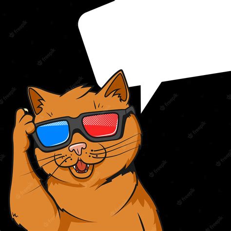 Premium Vector Ginger Cat In 3d Glasses Vector Illustration