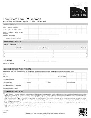 Fillable Online Swaziland Unit Trusts Application Form Sanlam Fax