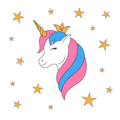 Premium Vector Cute Magical Unicorn And Stars Vector Illustration Isolated On White