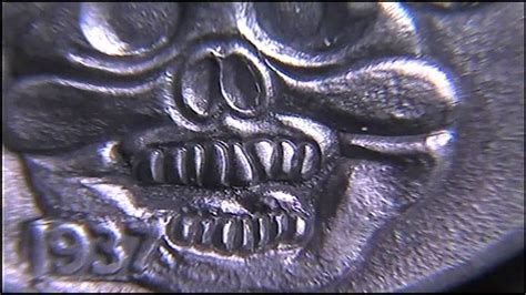 Hobo Nickel Mickey Mouse Skull Coin Carving By Shaun Hughes Youtube