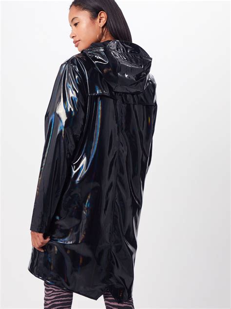 RAINS Regenmantel Holographic Damen Schwarz Größe XXS XS Schwarze