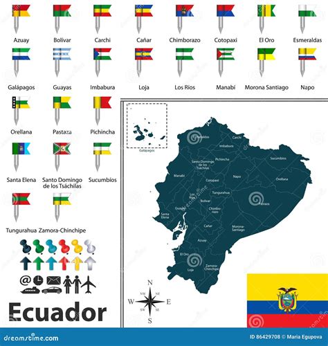 Mapa De Ecuador Con Las Banderas Ilustraci N Del Vector Ilustraci N