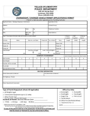 Fillable Online OVERWEIGHT OVERSIZE VEHICLE PERMIT Fax Email