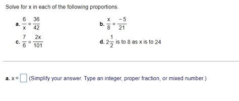 Solved Solve for x in each of the following proportions. a. | Chegg.com 