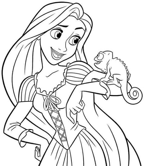 Rapunzel With Pascal Coloring Page - Free Printable Coloring Pages for Kids