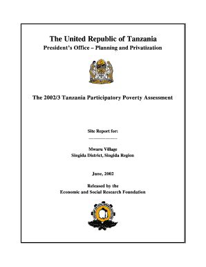 Fillable Online Ppa Esrftz The 20023 Tanzania Participatory Poverty