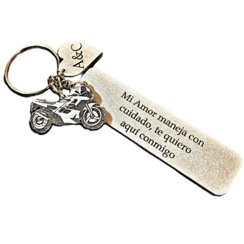 Llavero Moto con Frase Personalizada Láser Shop México