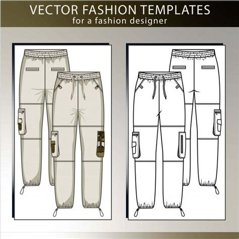 Premium Vector | Pants fashion flat sketch template, cargo pant, front ...