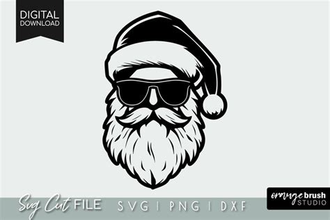 Cool Santa Face In Sunglasses Svg File For Cricut