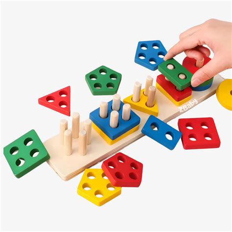 Brinquedo De Formas Geometricas - Brinquedo Montessori de Encaixar Formas Geométricas de Madeira