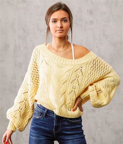 Willow And Root Pointelle Cropped Sweater Womens Sweaters In Sunlight