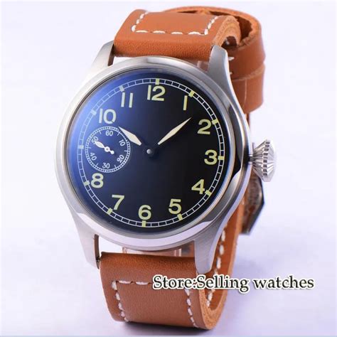 47mm Czarna Tarcza Parnis ST36 6497 Ruch R Cznie Nakr Cany M Czyzna