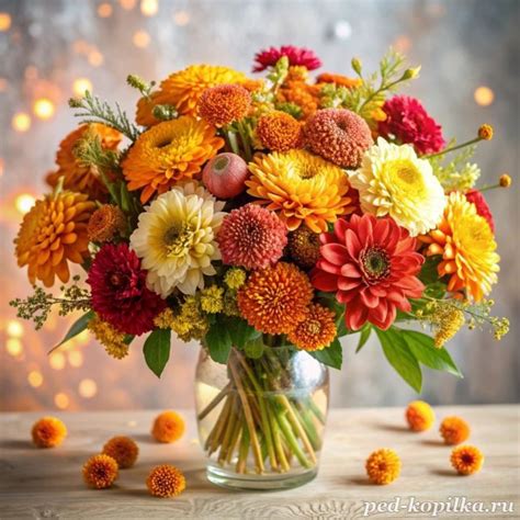 Букет осенних цветов. Красивое фото