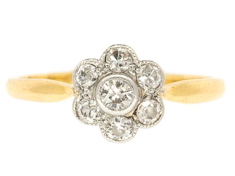 Edwardian 18ct Gold Diamond Daisy Ring 41G The Antique Jewellery