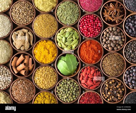 Colored Spice Background Spices And Herbs Top View Stock Photo Alamy