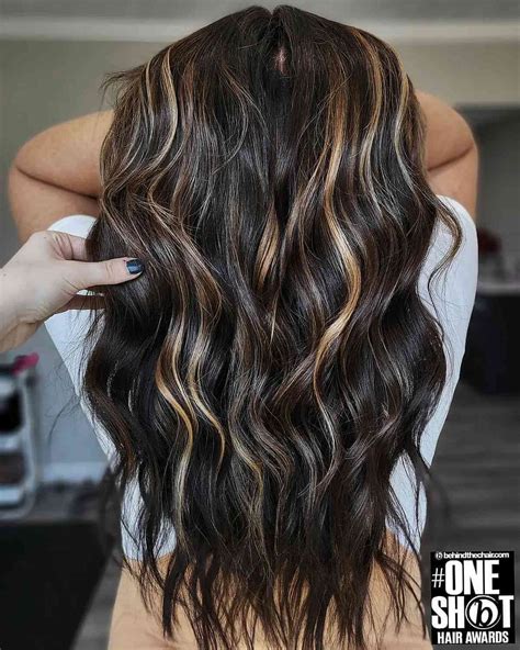 Dark Brown Hair With Chunky Bleach Blonde Highlights