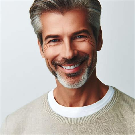 Premium Photo Portrait Of Smiling Mature Man Standing On White Background