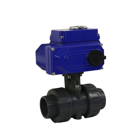 Plastic Two Way Quarter Turn Double Union Electric Actuated Ball Valve