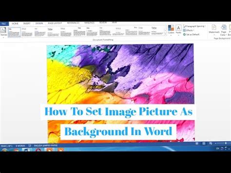 How To Set A Picture As A Background In MS Word Apply Background