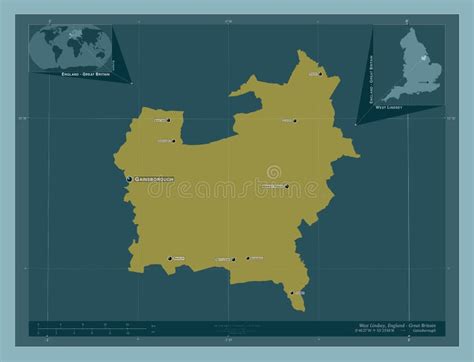 West Lindsey England Great Britain Solid Labelled Points Of Stock Illustration