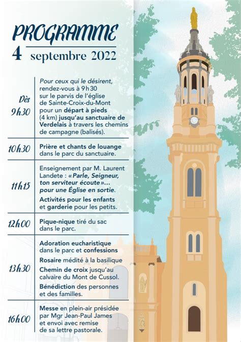 Programme du pèlerinage diocésain à Notre Dame de Verdelais le 4