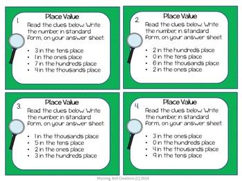 Math Task Cards Bundle Place Value By Morning Bell Creations Tpt