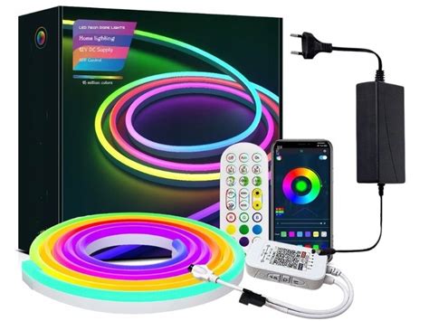 5m Taśma LED NEON FLEX RGBIC 5050 Aplikacja Bluetooth Pilot Zasilacz