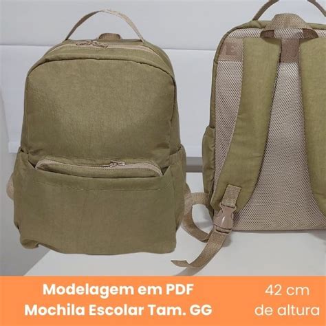 Molde Para Mochila Escolar Em Nylon Amassado Pdf Tamanho Gg