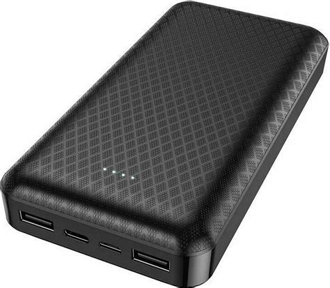 Borofone BJ3A Power Bank 20000mAh με 2 Θύρες USB A Μαύρο Skroutz gr