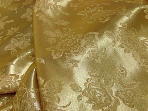 Gold Floral Satin Jacquard Brocade Fabric 60 Wide Per Yard