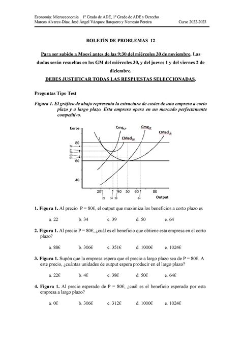 Boletin De Ejercicios Econom A Microeconom A Grado De Ade