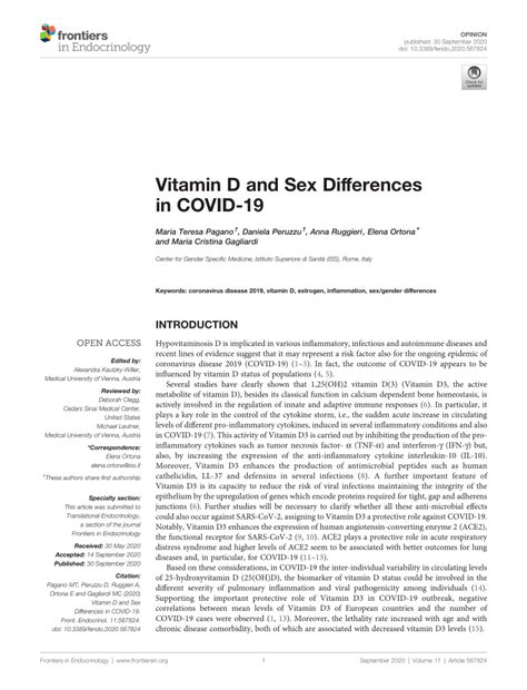 PDF Vitamin D And Sex Differences In COVID 19