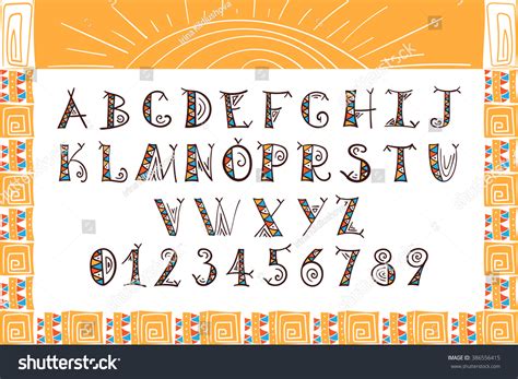 Tribal Alphabet Ethnic Font Vector African Stock-vektor (royaltyfri ...