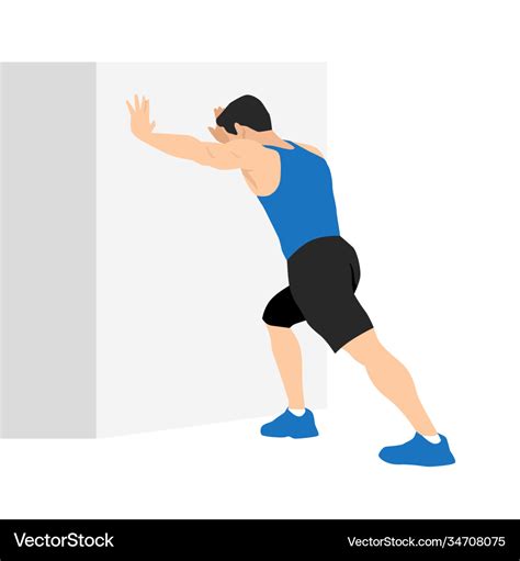 Man Doing Straight Leg Calf Stretch Exercise Vector Image