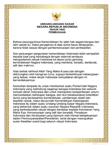 Teks Uud 1945 Pdf Untuk Upacara Masagipedia Pdf