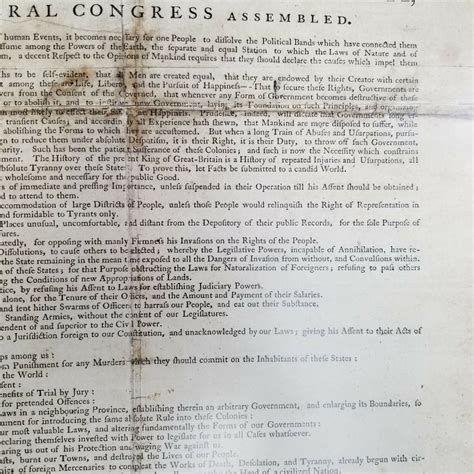 Dunlap Broadside Of The Declaration Of Independence Reproduction Color